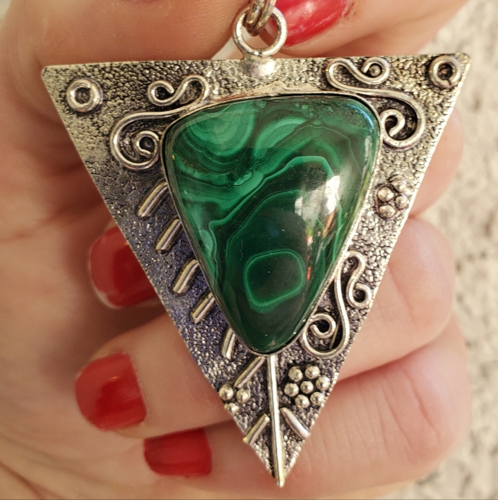 New Malachite 925 Silver Pendant.